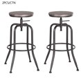 thumbnail image 1 of Topcobe Tabourets de Bar de Comptoir Lot de 2, Tabouret Rond Réglable en Bois et Métal, Meubles de Bar, Chaise de Tabouret Moderne, Marron, 1 of 4