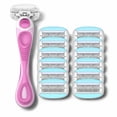 thumbnail image 1 of Kit de rasuradora para mujer Shavemob de 6 hojas con cabezal flexible y 12 repuestos, 1 of 4