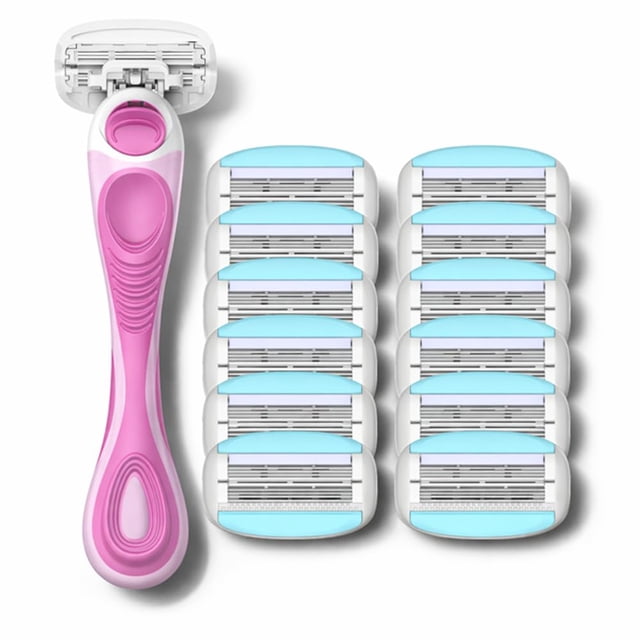 Kit de rasuradora para mujer Shavemob de 6 hojas con cabezal flexible y 12 repuestos