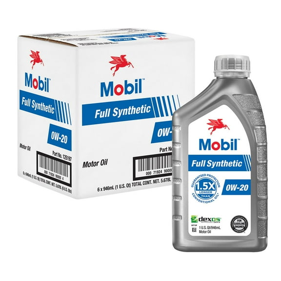 Mobil 1 Full Synthetic Motor Oil 0W-20, 1 qt (6 Pack)