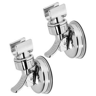 Qweryboo 2 Pcs Adjustable Shower Head Holder, Removable Suction Cup Shower Head Bracket, No Drill Relocatable Handheld Showerhead Holder with Chrome Polished for Bathroom