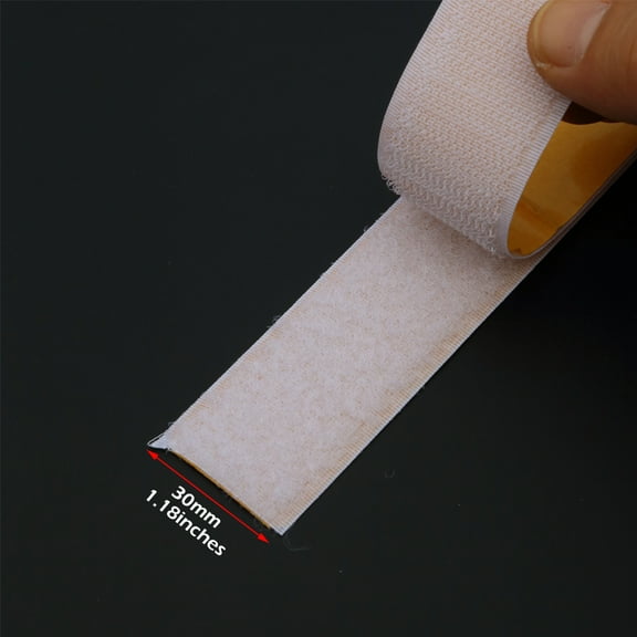 White Adhesive-Backed Velcro Strip 30mm x 1m - Strong Bond for Car Interior, Crafts & Home DIY Projects