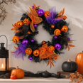 thumbnail image 5 of Halloween Wreath with Ghost Face Pumpkin, Outdoor Fall Porch Decor for Spooky Halloween, Indoor Halloween Door Wreath for Fall Festive (20 Inch), 5 of 8