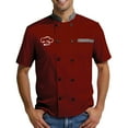 thumbnail image 2 of Unisex Double-Breasted Chef Coat Short Sleeve Chef Jacket for Men and Women Kitchen Cooking Chef Restaurant Uniform, 2 of 5