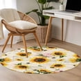 thumbnail image 4 of Summer Sunflowers Round Area Rug 3.3 FT, Non Slip Small Entryway Kitchen Mat, Pastoral Rose Floral Farmhouse Vintage Washable Soft Circular Rug Non-Shedding Door Mat for Bathroom Playroom Kids Room, 4 of 9