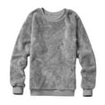 thumbnail image 2 of Lovskoo 2025 Womens fuzzy Fleece Sweatshirts solid color long sleeve crewenck fall Winter Clothes Gray, 2 of 9