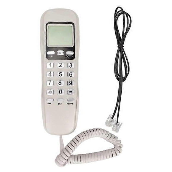 Corded Phone with Redial LCD Display Small Wired Landline Telephone for Home Office Blanc