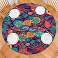 thumbnail image 2 of Fitted Tablecloth Bohemian Ethnic Floral Retro Boho chic, Waterproof Elastic Fitted Vinyl, Backed for Dining and Camping, 2 of 7