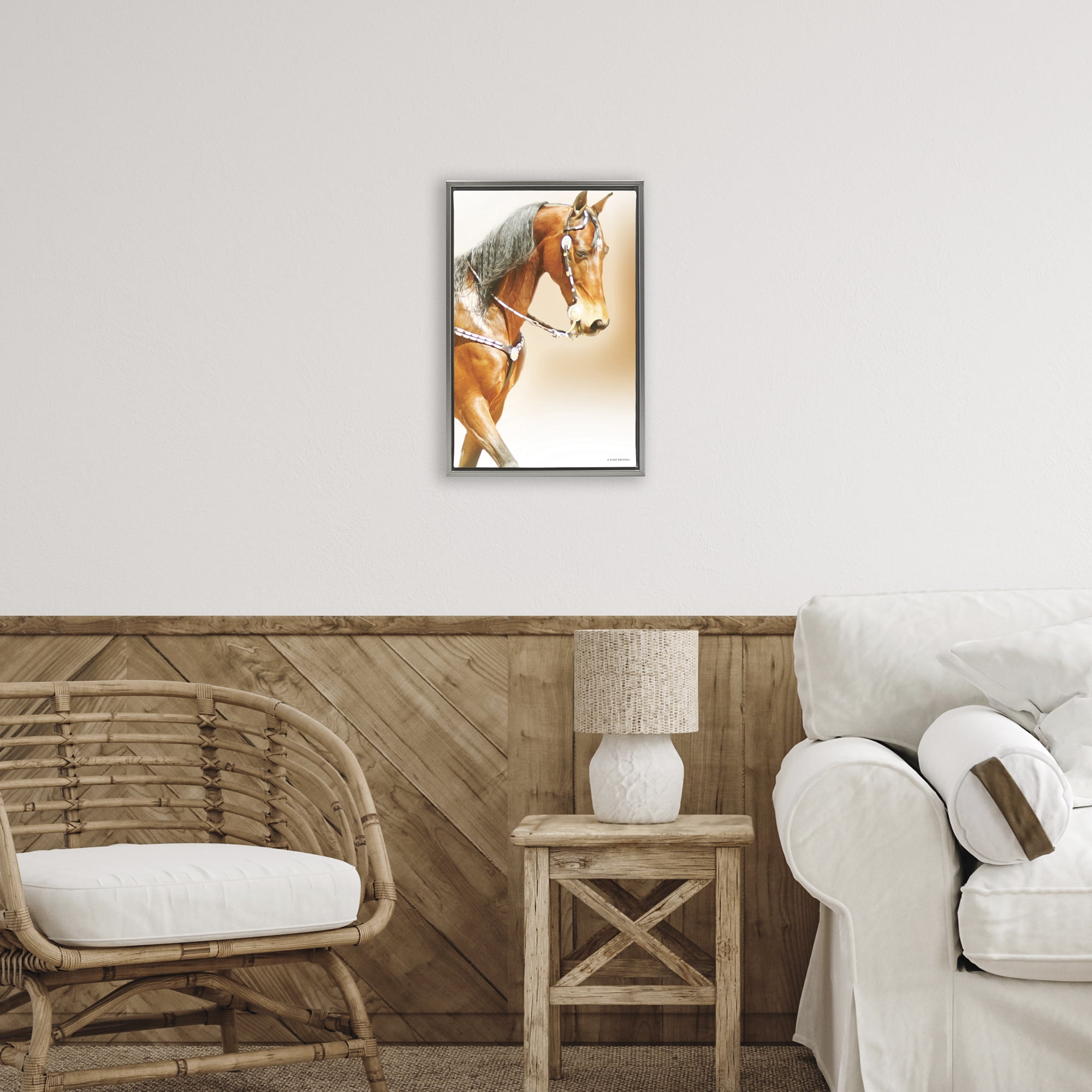 Stupell Industries Brown Majestic Horse Gray Framed Floater Canvas Wall Art, design by Kari Brooks