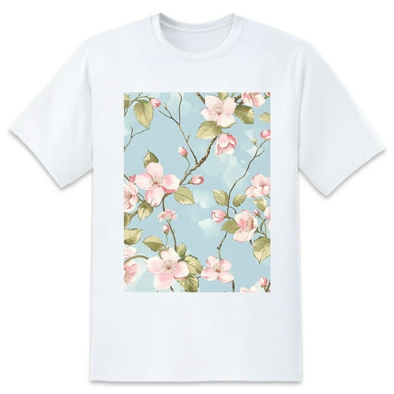 Basic Oversize Tees For WomenFlower Loose Boyfriend Shirts Casual Blouse round neck