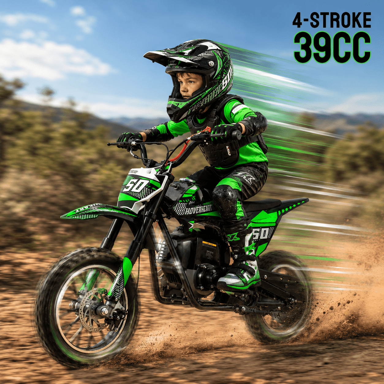 LiltJan 39CC Kids Dirt Bike, 4-Stroke Off Road Mini Motorcycle, 55lbs Lightweight Design with 165lbs Max Capacity, Gas Powered Trail Bike for Beginners with Dual Suspension