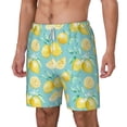 thumbnail image 2 of Uemuo Yellow Lemon Pattern Mens Swim Trunks Quick Dry Board Shorts with Mesh Lining, Stretch Beach Shorts Quick Dry No-Chafing Board Shorts-Small, 2 of 9