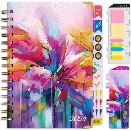 Planner 2024 Daily Weekly Monthly Planner Hardcover Planner 13-Month School Organizer from DEC 2023 to DEC 2024 5.5 x8.5 Spiral Notebook with Stickers Elastic Closure Inner Pocket Tree