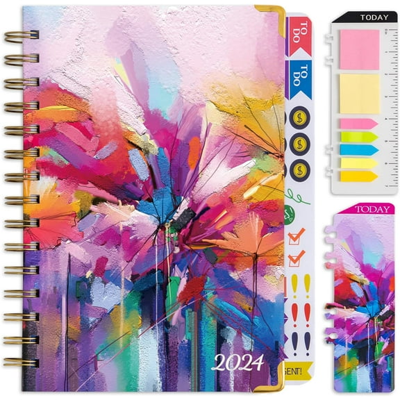 Planner 2024 Daily Weekly Monthly Planner, Hardcover Planner 13-Month School Organizer from DEC 2023 to DEC 2024, 5.5"x8.5", Spiral Notebook with Stickers, Elastic Closure, Inner Pocket, Tree