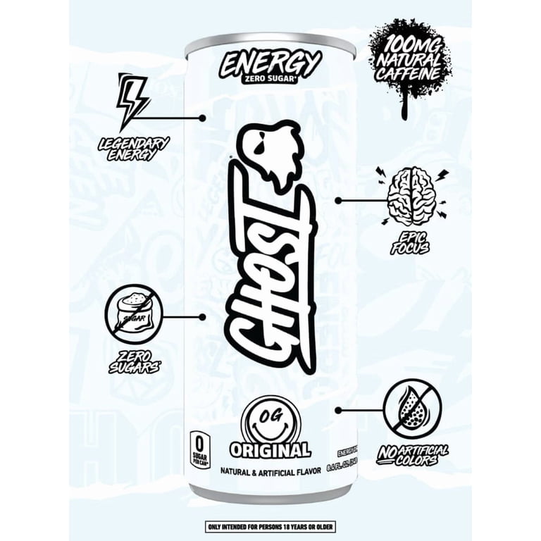 【GHOST】 GHOST® ENERGY Zero Sugars Energy Drink, Original Flavor, 100mg