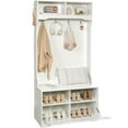 thumbnail image 3 of HOOBRO Hall Tree with Bench, Coat Rack and Flip-Down Shoe Storage, White, 3 of 13