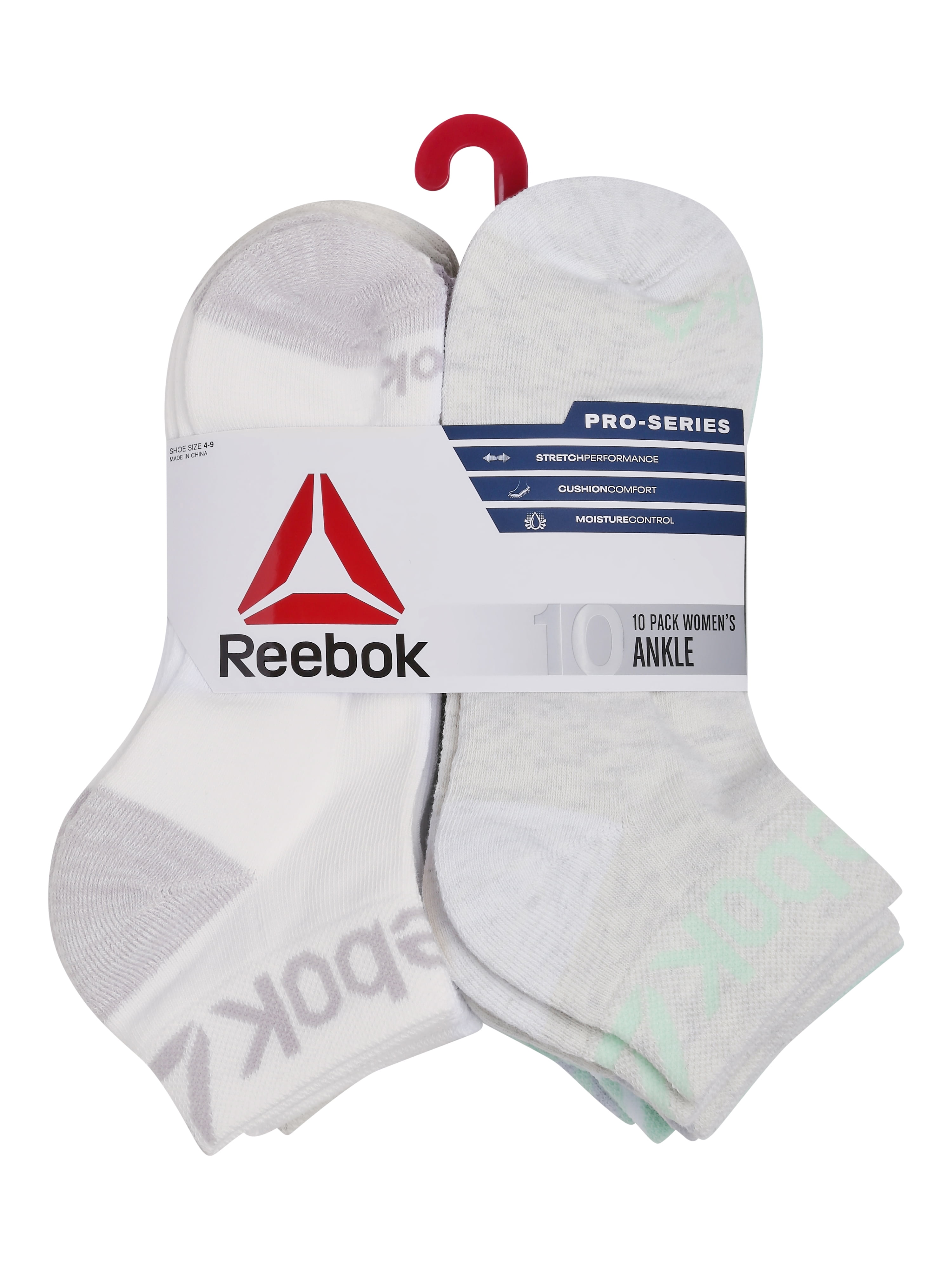 Reebok Women's Pro Series Cushion Ankle Socks, 10-Pack