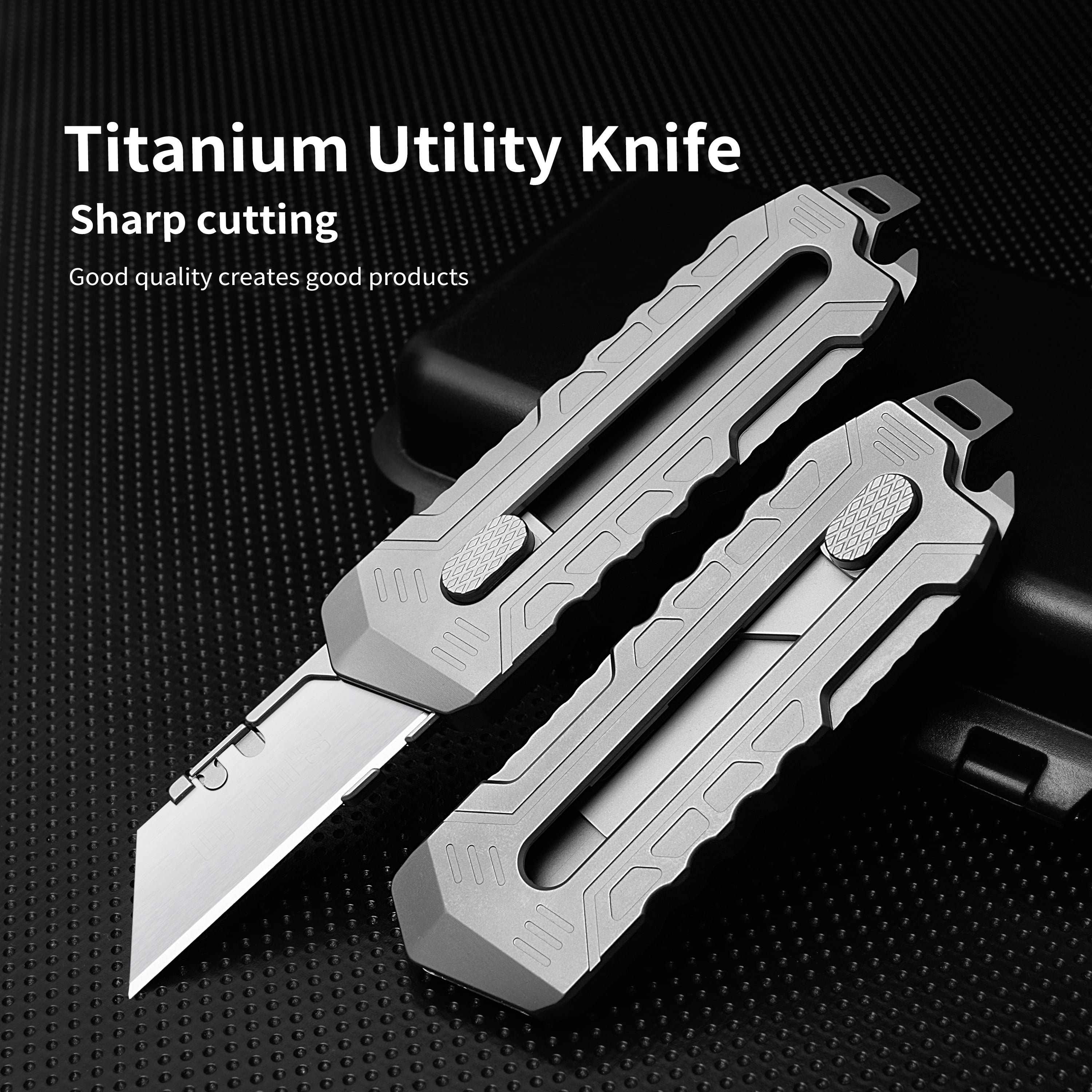 Titanium Retractable Pocket Knife 6 inch Utility Knife with 10pcs Carbon Steel Blades