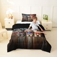 thumbnail image 3 of Manfei Rustic Kitten Twin Comforter Sets, Patriotic US Flag Bedding Set, Brown, Black Reversible, 2-Piece, 1 Comforter and 1 Pillowcase, 3 of 7