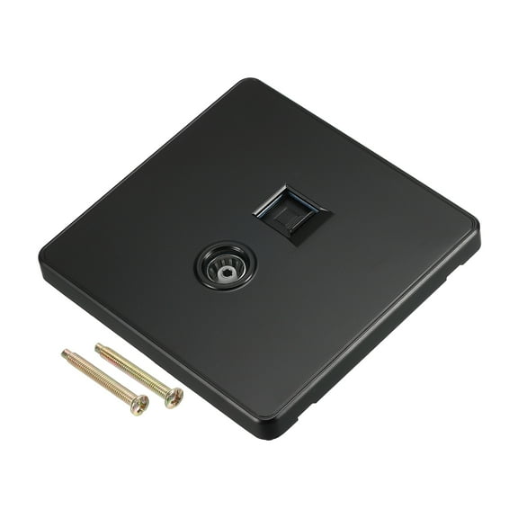 RJ45 CAT6 Socket TV Wall Plate Outlet Black for Home Office