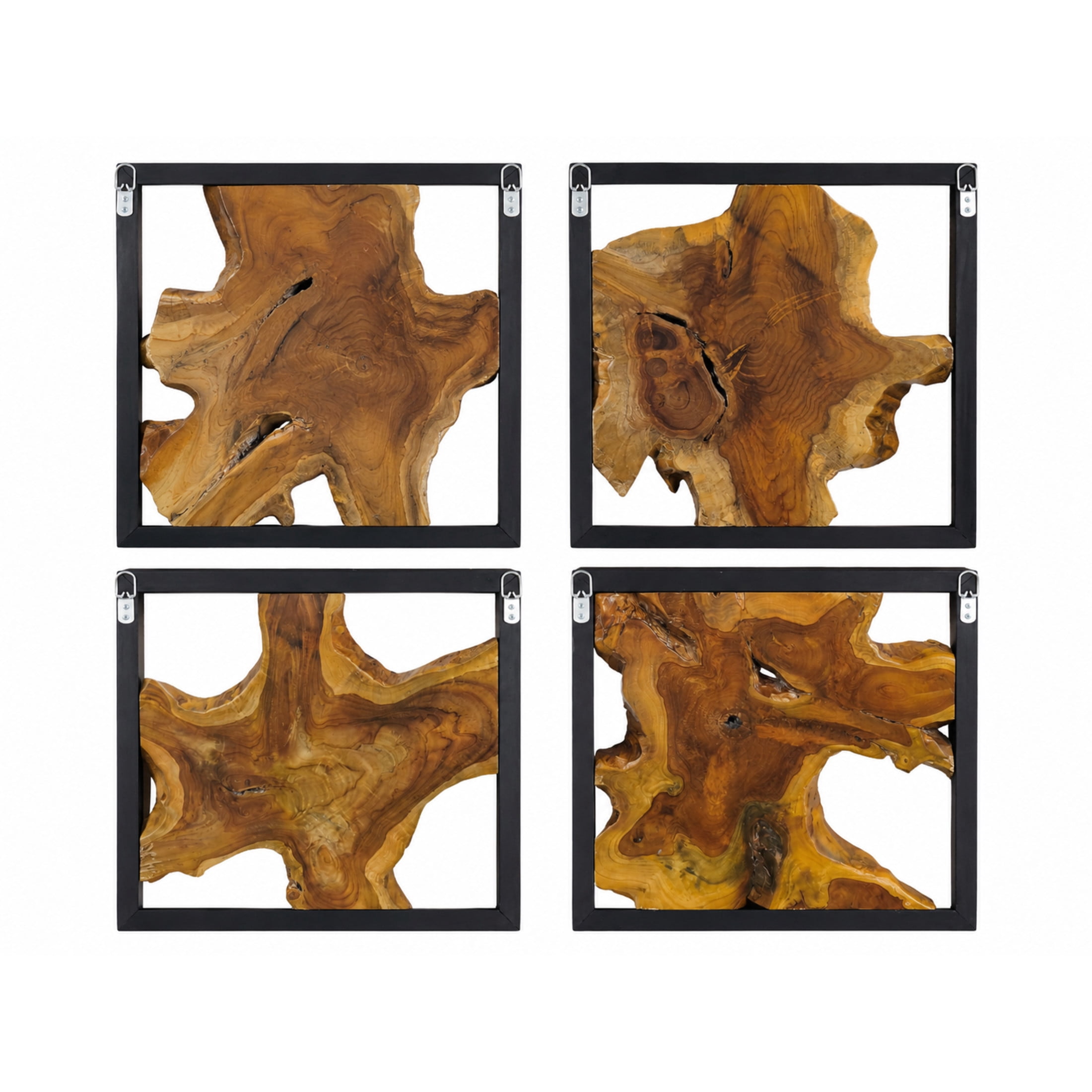 DecMode Rustic Brown Tree Trunk Inspired Wood Wall Décor, Set of 4 18"W x 18"H