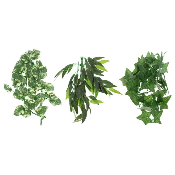3Pcs Reptile Plants with Suction Cup Lizards Geckos Snake Pet Habitat Decoration