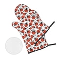 thumbnail image 2 of Oven Mitts and Pot Holders 4 Piece, Red Ladybugs High Heat Slip Resistant Oven Mitt and Trivets Set Kitchen Oven Glove Pot Holders for Cooking Baking Grilling, 2 of 7
