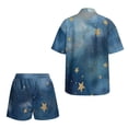thumbnail image 2 of Xoenoiee Star Galaxy Print Women's 2 Piece Outfit Cover Up Half Sleeve Blouse Shorts Set Summer Beach Vacation Resort Wear Plus Size, Size S, 2 of 7