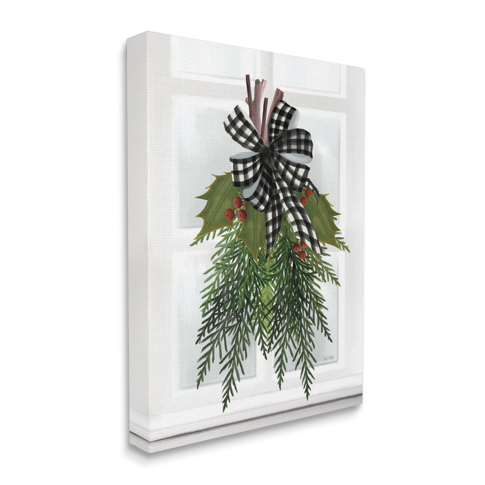Stupell Industries Hanging Holly Botanicals Mistletoe Seasonal Winter Flowers Graphic Art Gallery Wrapped Canvas Print Wall Art, Design by House Fenway