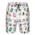 thumbnail image 3 of Honeii's Hello Summer Cat Print Men's Casual Shorts with Drawstring，Swim Trunks Quick Dry Beach Shorts, 3 of 5