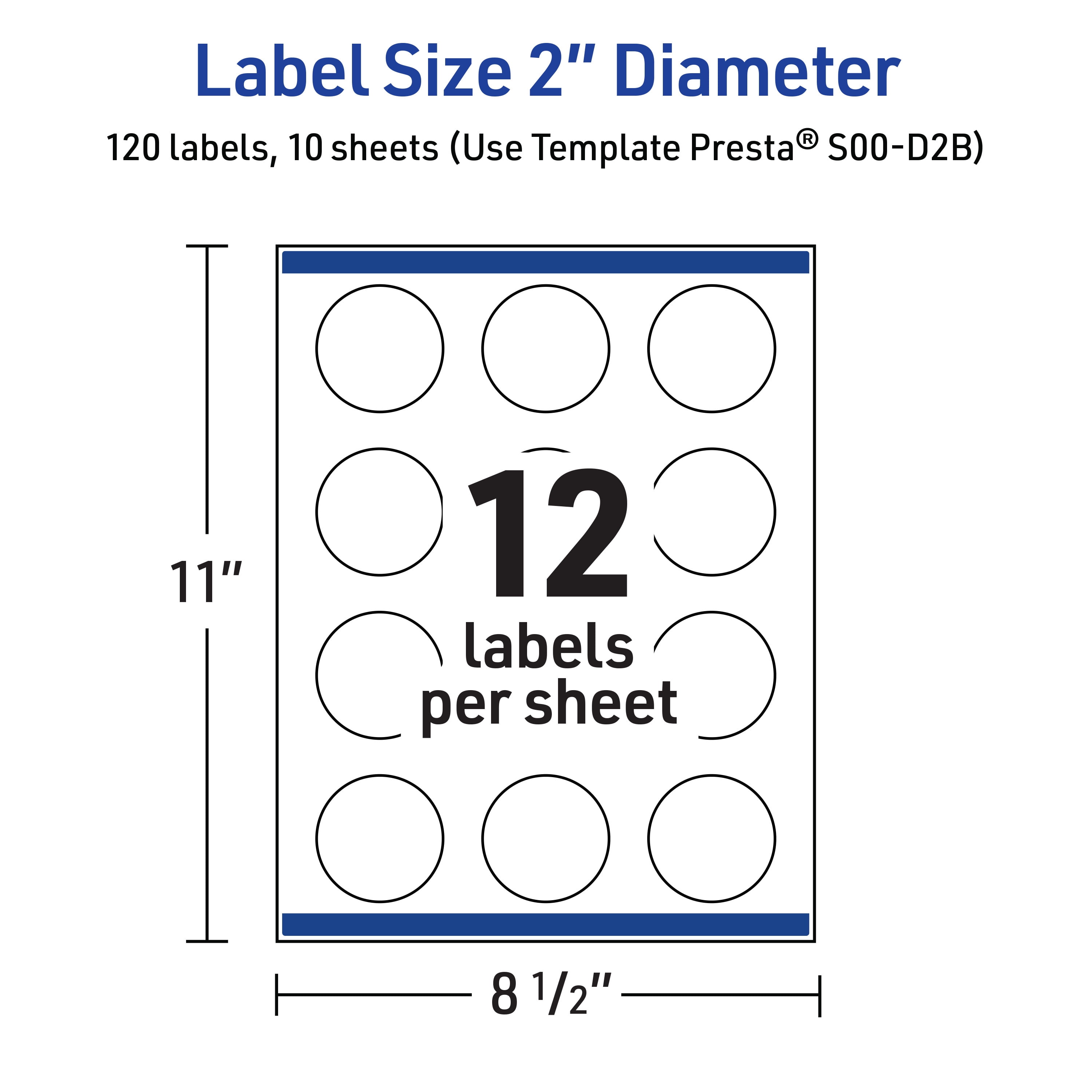 Avery Labels, 2" Diameter, Double Black Border, Glossy White, 120ct