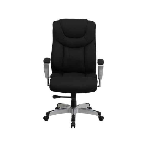 Bowery Hill Contemporary Fabric Tall Office Chair with Arms in Black