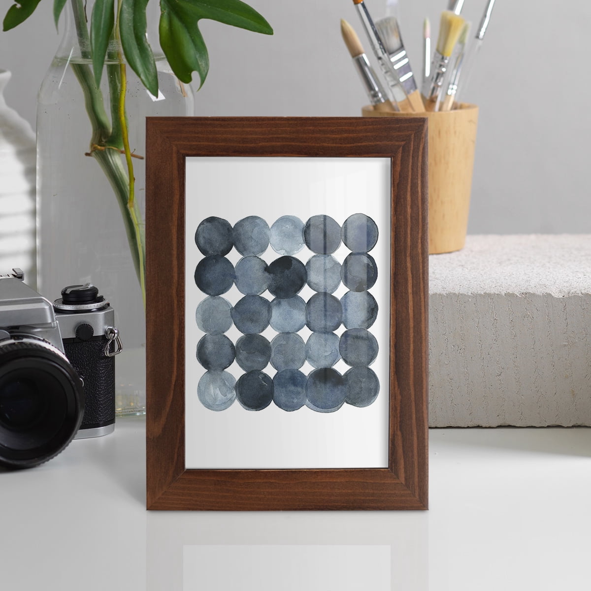 Blue Grey Density I -Framed Print w/glass-Chestnut