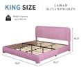 thumbnail image 4 of 4 EVER WINNER King Size Bed Frame, Modern White Bed Frame with Headboard, Boucle Fabric Upholstered Bed Frame, Soft Curved Headboard, Pink, 4 of 8