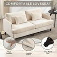 thumbnail image 2 of Mid-Century Modern 2-Seater Loveseat Sofa with Beige Chenille Fabric & Brown Wood Legs, Thick Removable Cushions, for Living Room, Bedroom, Small Space, 2 of 9