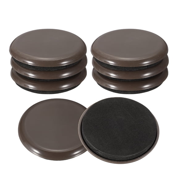 8 Pcs Plastic Furniture Sliders 2.48" Round Furniture Leg Protectors, Table Chairs Foot Cups Sliders Reusable Furnishing Movers for Carpet, Brown