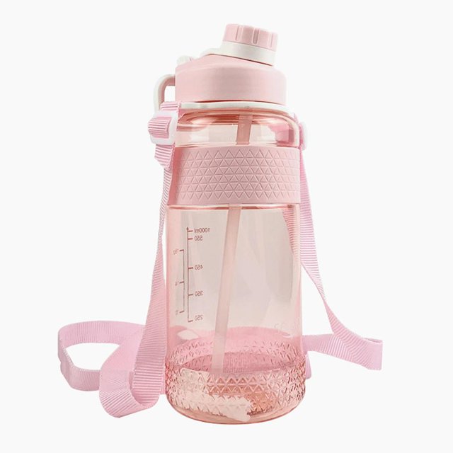 Botella De Agua Deportiva Con Pajita Botellas De Agua De Gran Capacidad Con Marcador Para Acampar Fitness Gimnasio Deportes Al Aire Libre Kearding OD014866-01