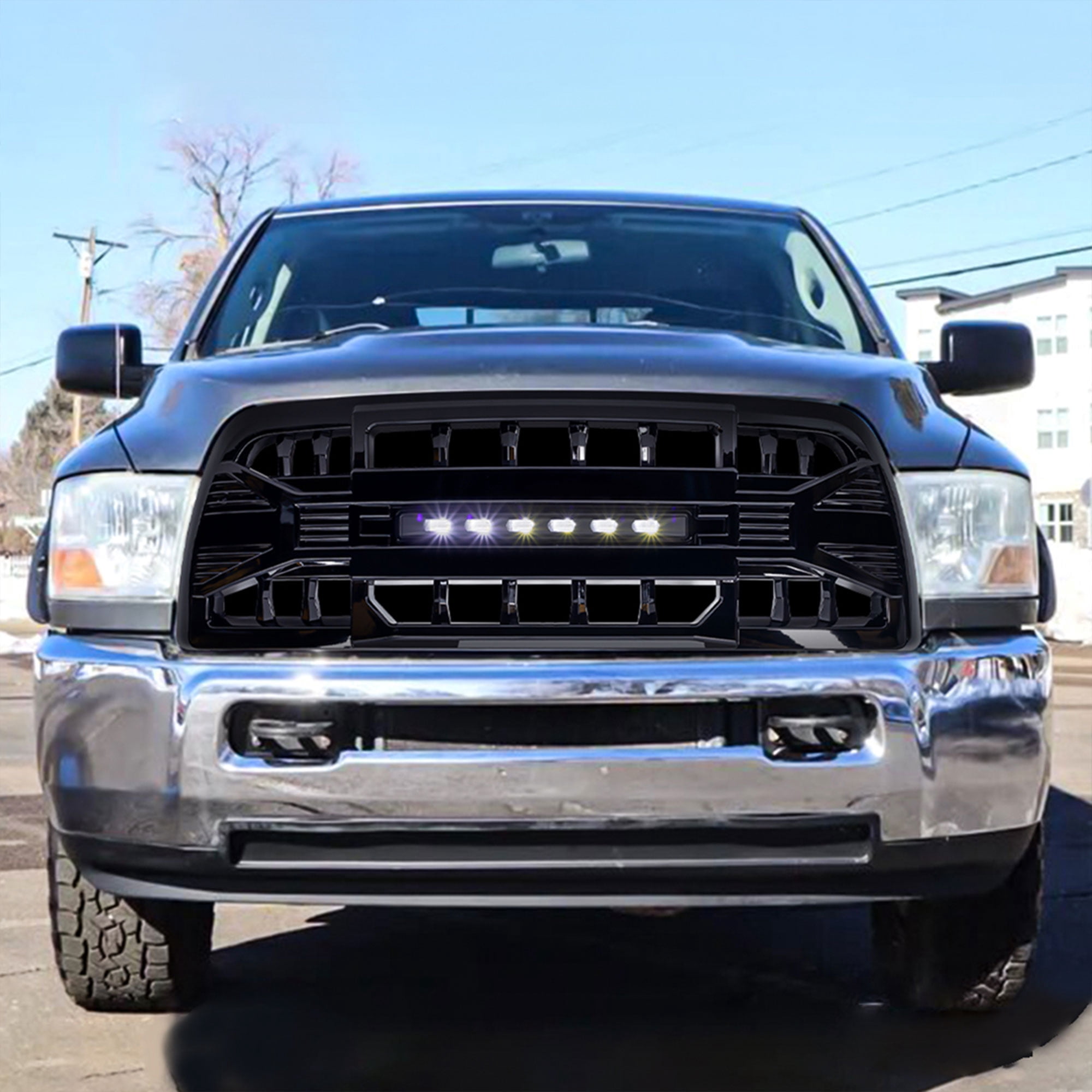 AMERICAN MODIFIED Armor Grille for 13-18 Dodge Ram 2500/3500, Glossy Black
