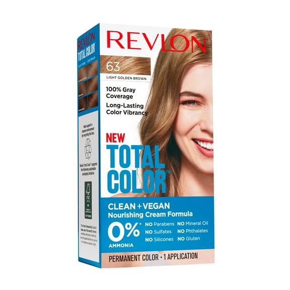 Revlon Total Color Hair Color, Clean and Vegan, 100% Gray Coverage Permanent Hair Dye