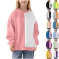 thumbnail image 7 of Virmaxy Soft Fleece Kids Colorblock Sweatshirt Neutral Palette Versatile Daily Wear Classic Round Neck Long Sleeve Design, 2-14 Years, 7 of 7
