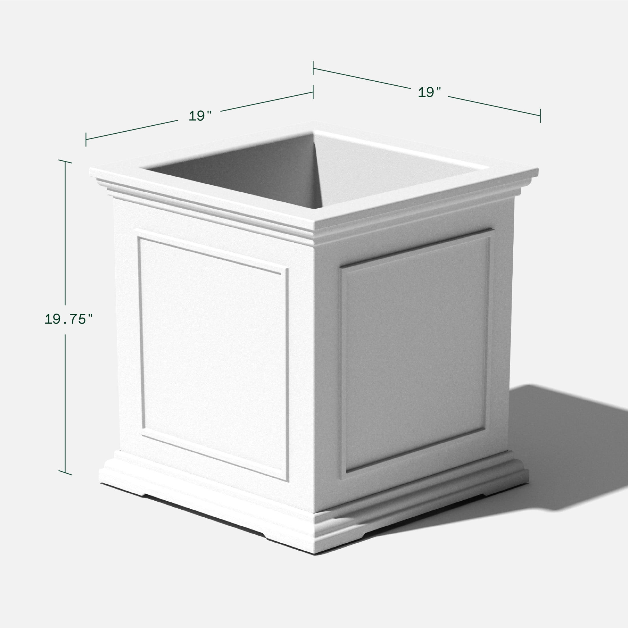 Veradek Brixton Cube 20" Plastic Planter - White