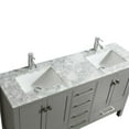 thumbnail image 4 of Eviva London 60 x 18 inch Gray Transitional Double Sink Bathroom Vanity with White Carrara Marble Countertop and Undermount Porcelain Sinks, 4 of 5