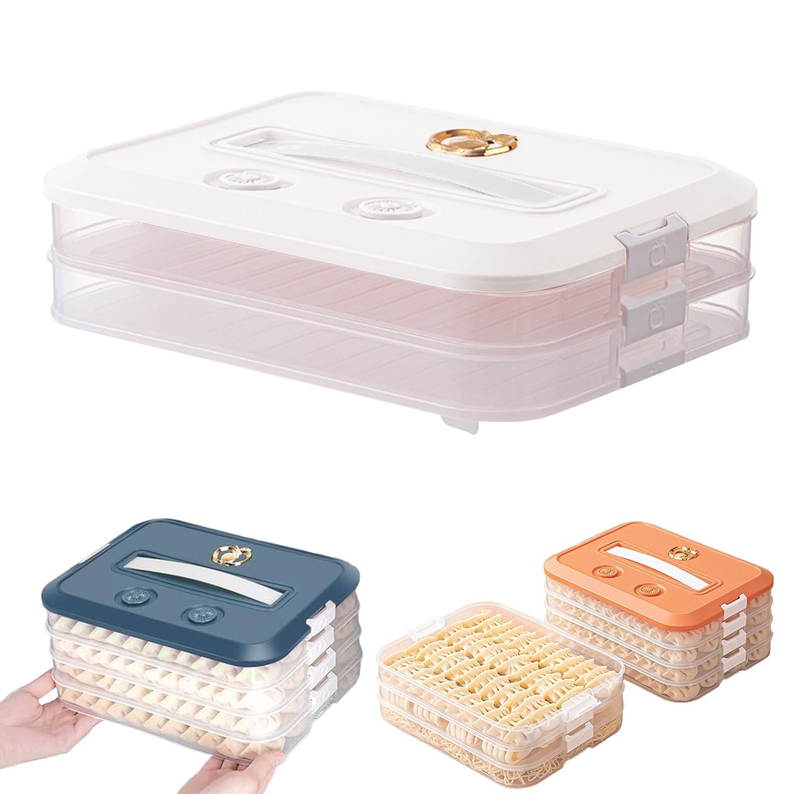 PP Dumpling Box Large Airtight Containers Veggie Tray with Lid Clear Container with Lid Egg Tray for Refrigerator Veggie Containers for Refrigerator Rice Storage Box Egg Case