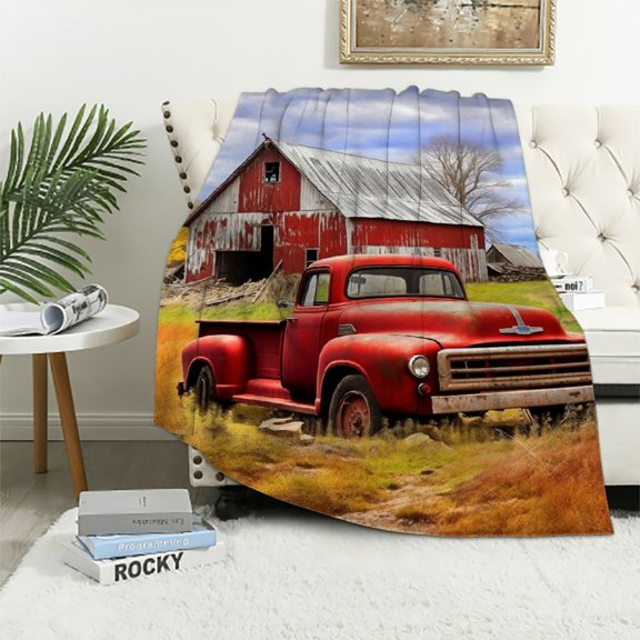 Shiartex Barn Truck Countryside Ideal Comfy Throw Blanket Flannel Material Blanket for All Seasons - Exquisite Gifts 40x50in