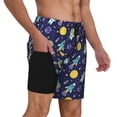 thumbnail image 4 of Qekee Astronaut Corgi print Mens Swim Quick Dry Stretch Swim Shorts Lining Bathing Suits Swimwear Beach Shorts with Pockets, 4 of 9