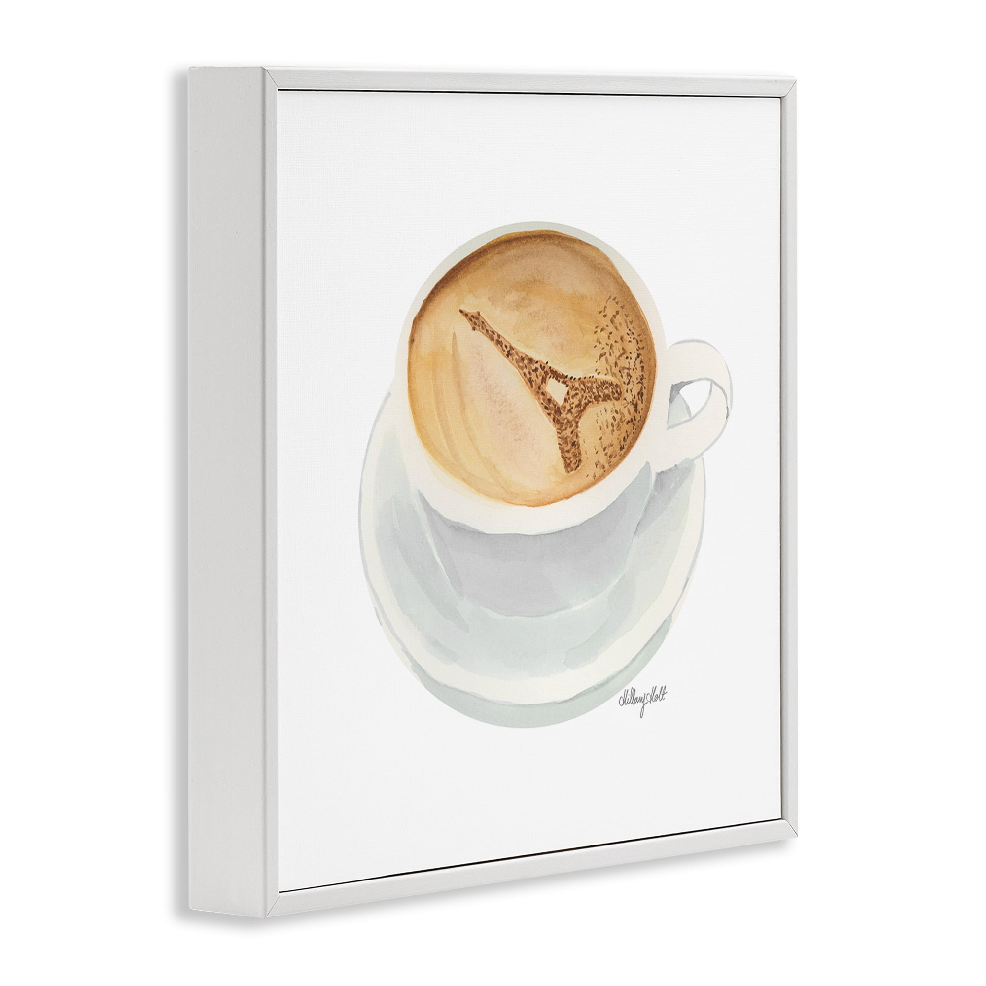 Stupell Industries Eiffel Tower Latte White Framed Giclee Art, design by Hillary Holt