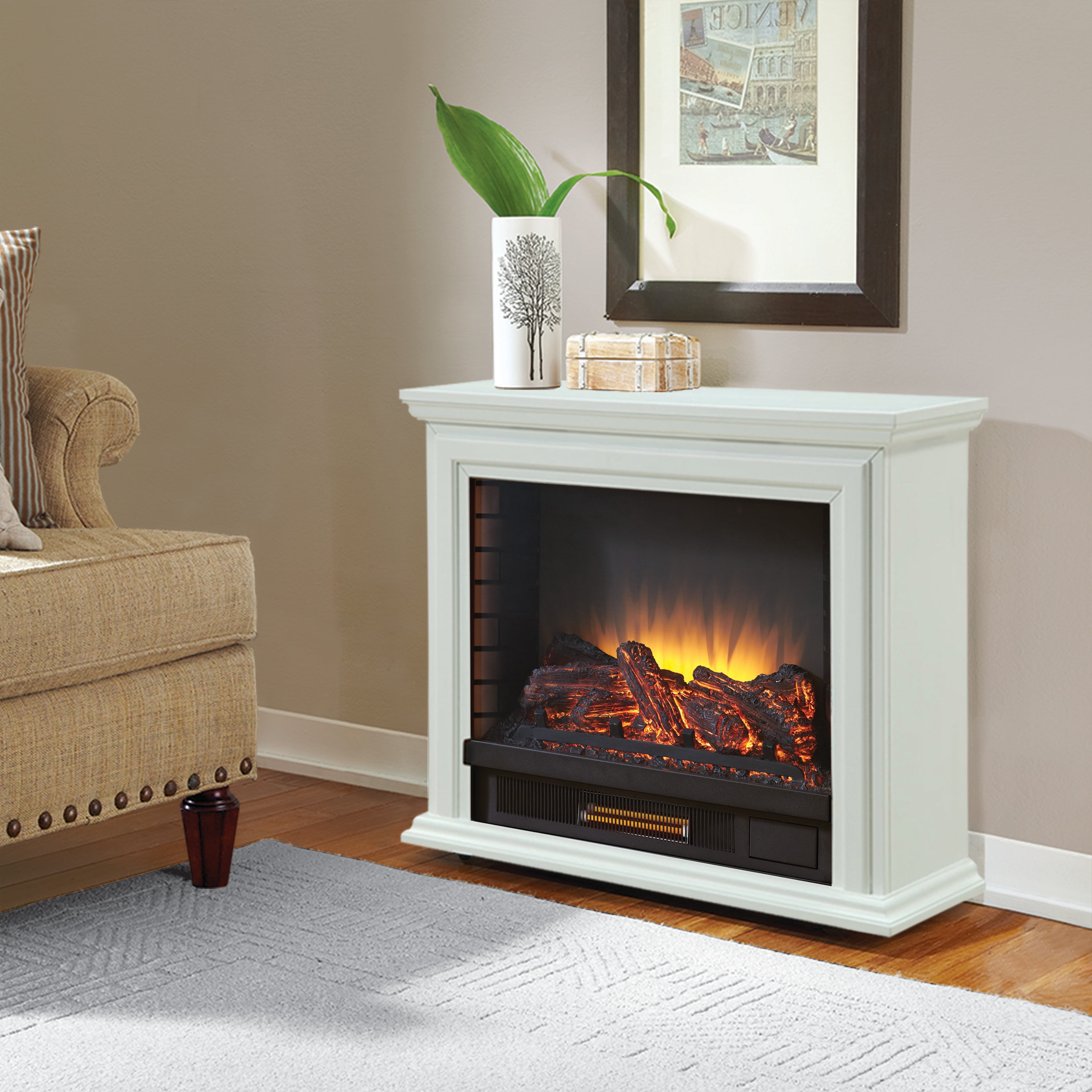 Sheridan GLF-5002-50 Free Standing Mobile Infrared Electric Fireplace White