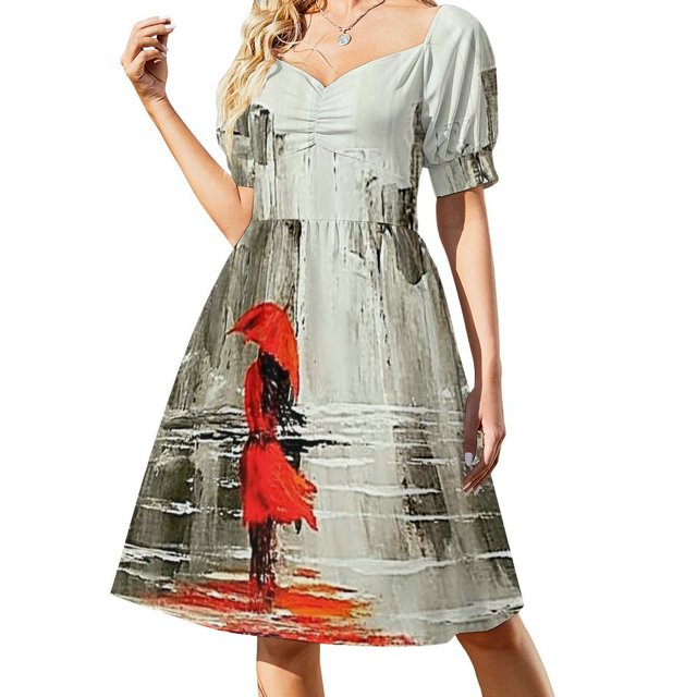 Vestido de manga corta con corazón cálido y lluvia fría Vestidos de verano para mujer Vestido largo para mujer Vestido