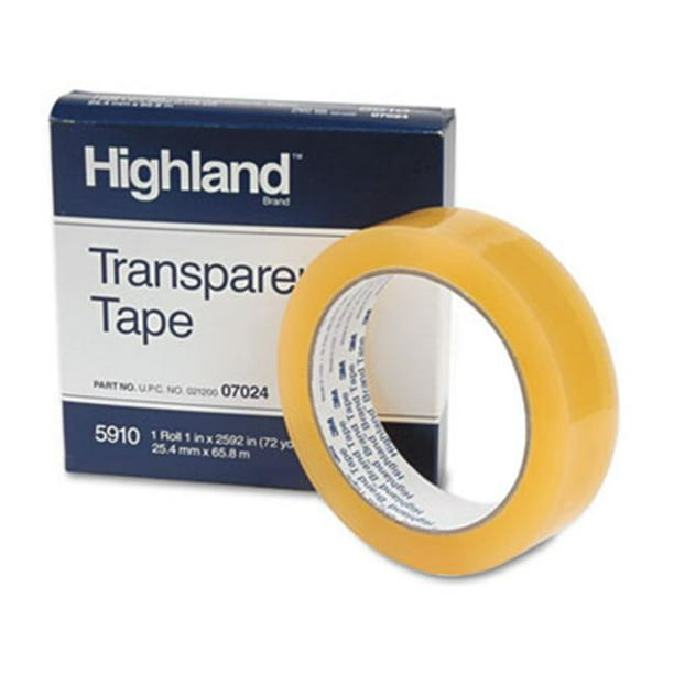 Highland 591012592 Ruban Adhésif Transparent - 1&amp;quot; x 2592&amp;quot;- 1&amp;quot; Core- Clear