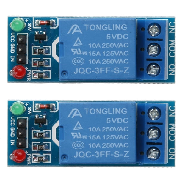 Módulo de interruptor de relé 1 canal DC 5V para Raspberry Pi ARM AVR 2 piezas